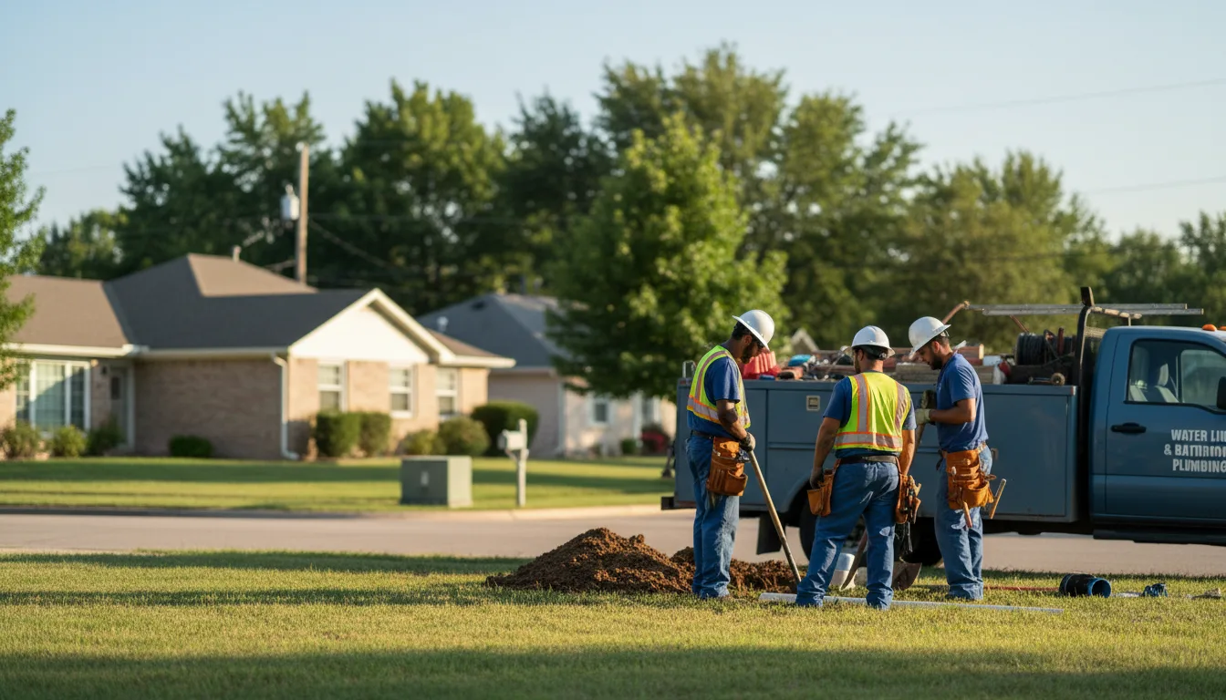 Residential water line and bathroom plumbing service in Camargo, OK